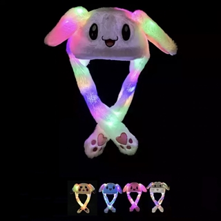 LED kanin hat med hoppeører og multifarvet lys